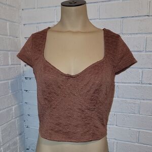 Wild Fable Brown Lace Crop Top Size Medium NWT